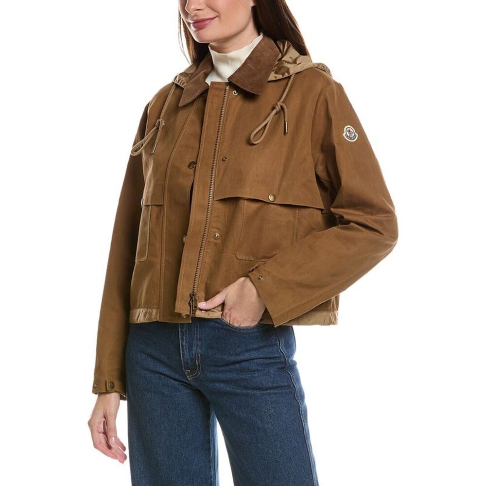 Moncler Womens  Aconitum Hooded Shirt Jacket, Brown